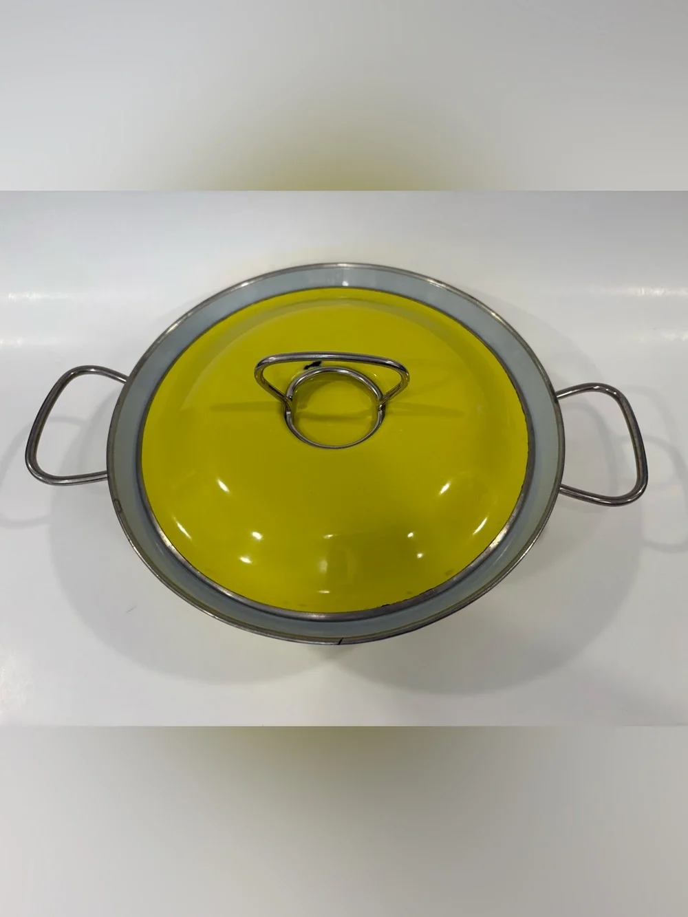 Mid-Century Modern MES Yellow Enamel Covered Casserole Pot German 60